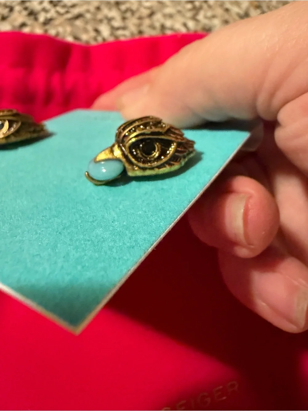 Kurt Geiger Gold Eagle HeadStud Earrings with Turquoise in their beak